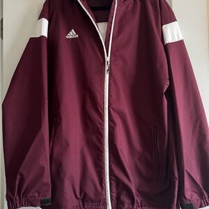 adidas Maroon and White Lightweight Jacket